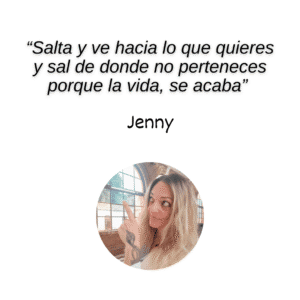 Salta y ve hacia lo que quieres y sal de donde no perteneces porque la vida, se acaba.